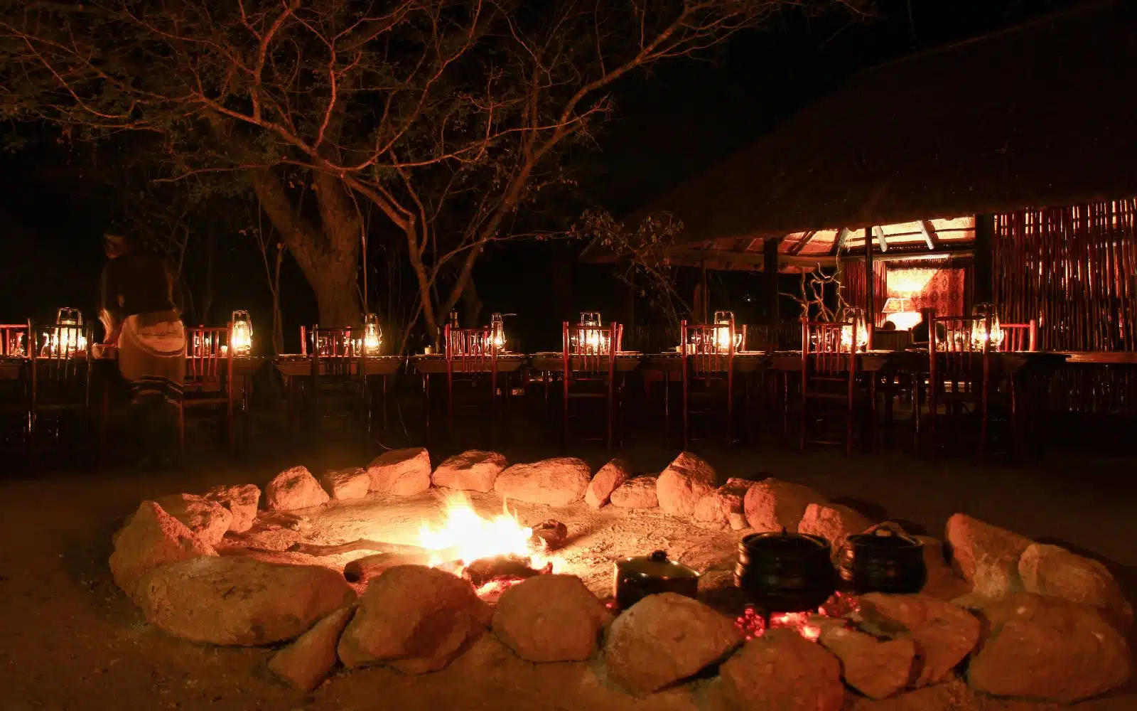 safari afrique du sud feu de camp diner